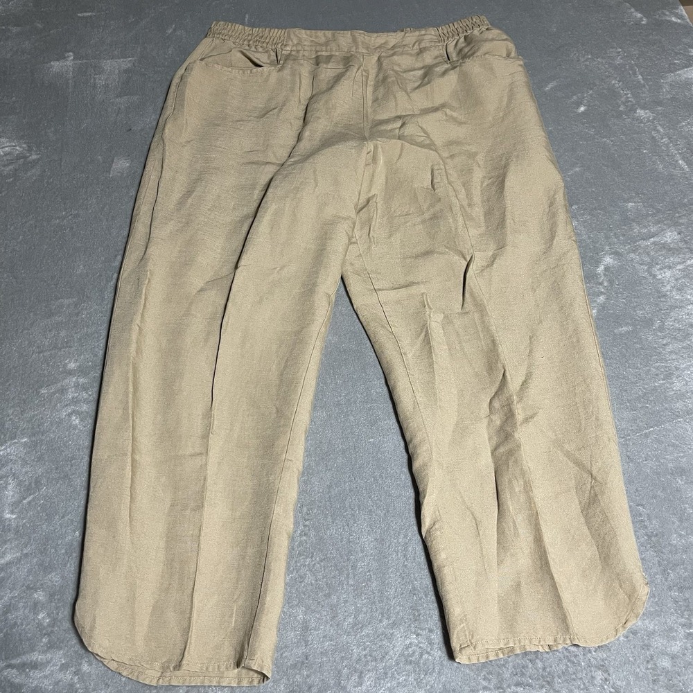 Soft Surroundings Linen‎ Blend Pants Womens XL Tan Straight Leg Lagenlook Beach